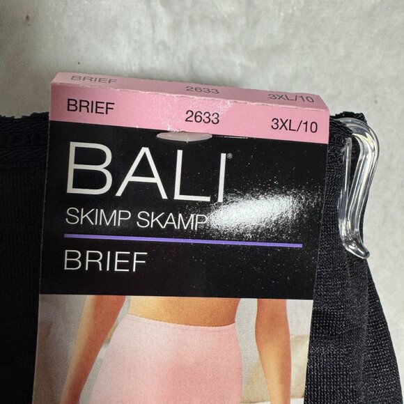 Bali Womens Skimp Skamp Brief Underwear 3XL/10 Black Seamless Stretch New - Picture 2 of 5